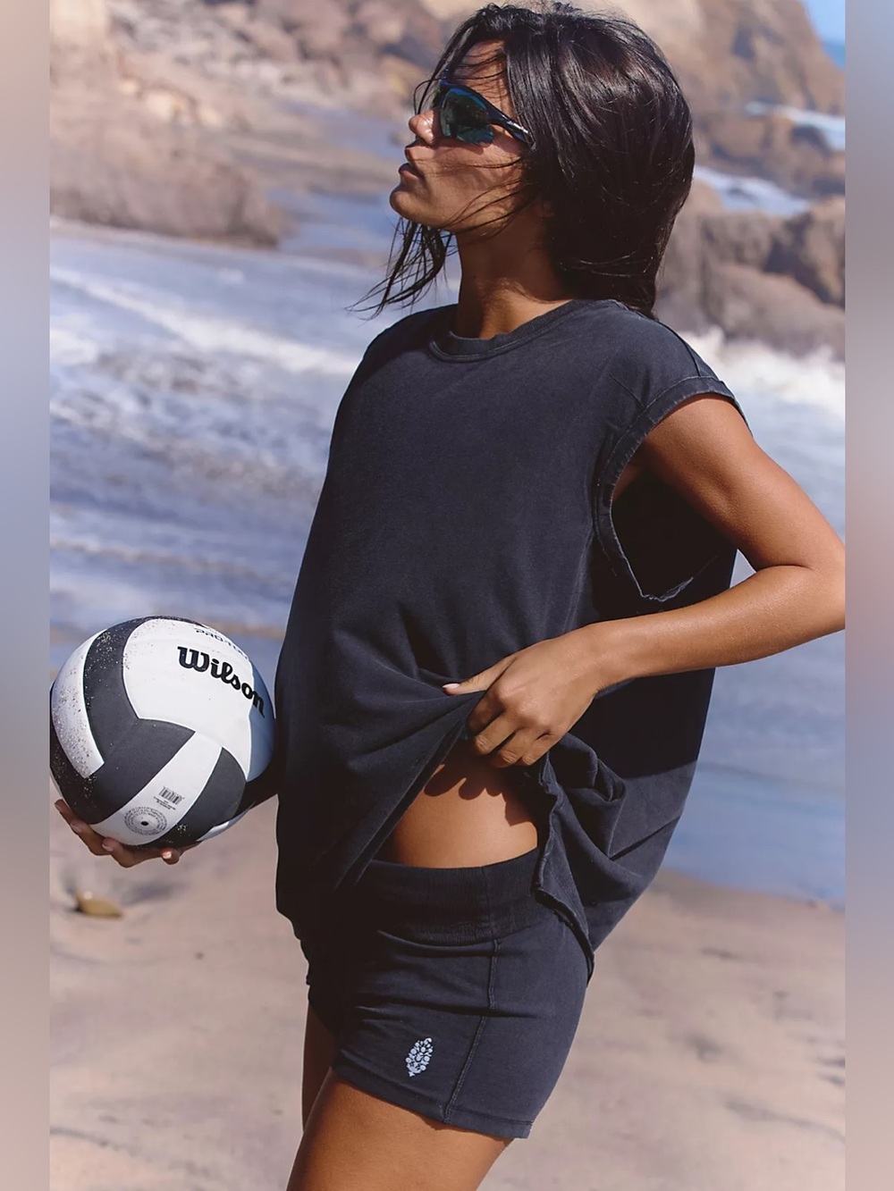 FP Movement Hot Shot Micro Set Shorts Black High Rise Size M Free People - Picture 3 of 10